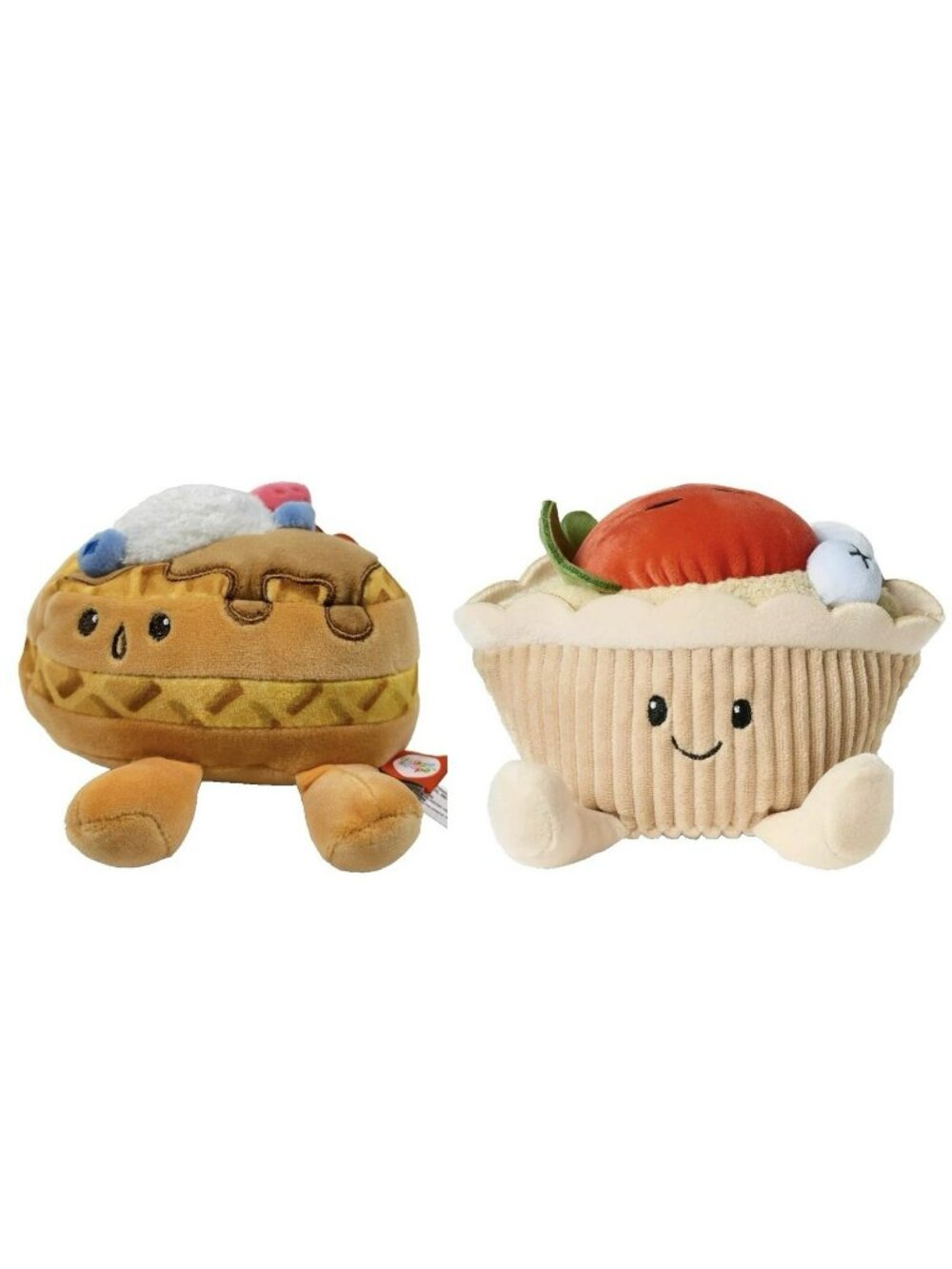 Gigglescape Fruit Tart & Waffle Heart 4.5" Plush Toy Stuffed Animal 2 Pack